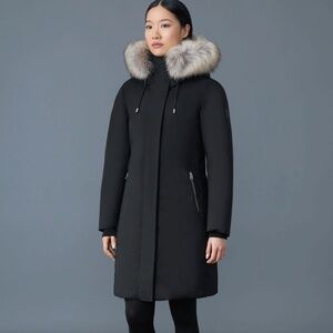SHILOH-F 2-IN-1 fitted down coat with removable bib and natural fur
